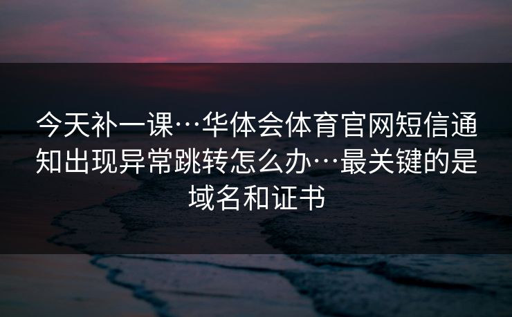 今天补一课…华体会体育官网短信通知出现异常跳转怎么办…最关键的是域名和证书